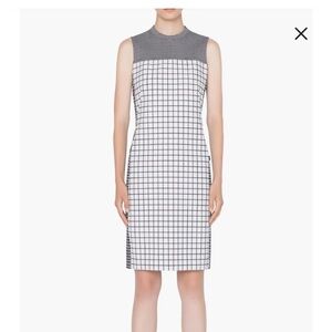 $1,190 Akris Punto Black/White Grid Sheath Dress Size 6 luxury career formal